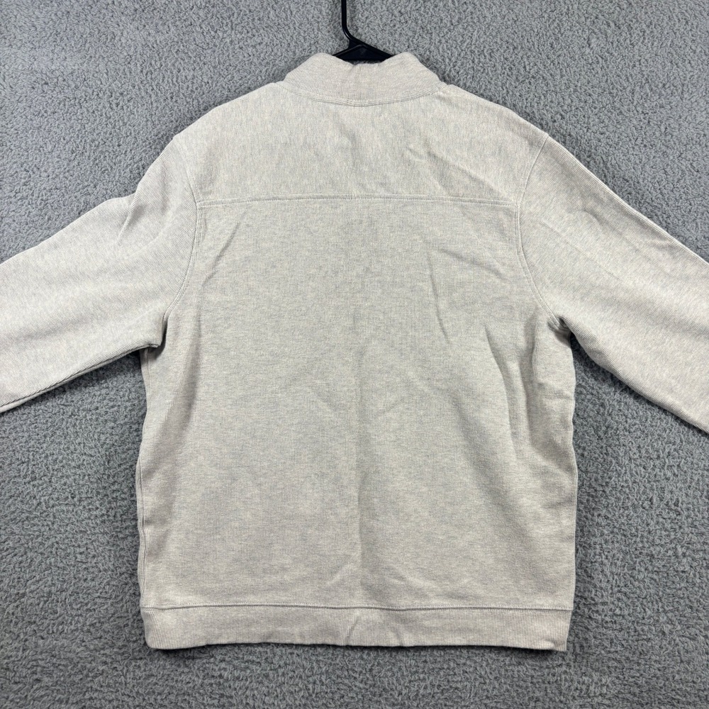Tasso Elba Quarter Zip Sweater Mens XXL Oatmeal Heather Ribbed Cotton Pullover - Picture 8 of 8
